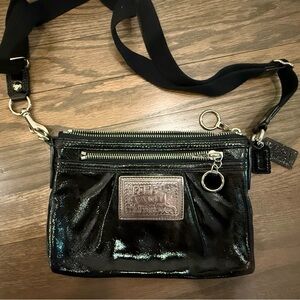 Coach Poppy Vintage Black Patent Leather Crossbody Bag